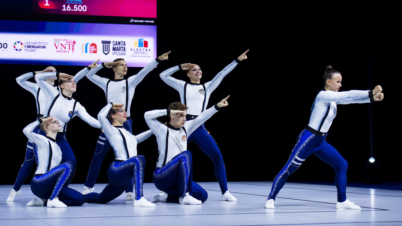 Das deutsche Team AeroDance bei der WM 2024 in Pesaro | Foto: DTB