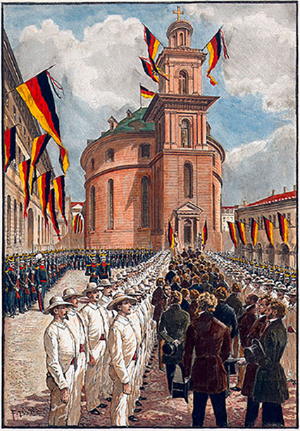 Spalier der Turner vor der Paulskirche 1848 | Bildquelle: PictureAlliance